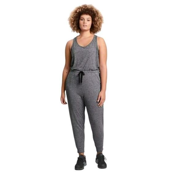 Gap Fit Brushed Tech Jersey Gray Tank Top Sleeveless Jumpsuit Plus XXL Stretchy - Picture 11 of 16